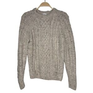 Artisan Knitwear Cable Knit Wool Sweater XS Speckled‎ Tan Crew Neck